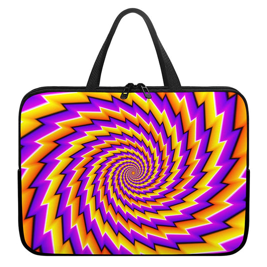 Yellow Twisted Moving Optical Illusion Laptop Sleeve With Handle