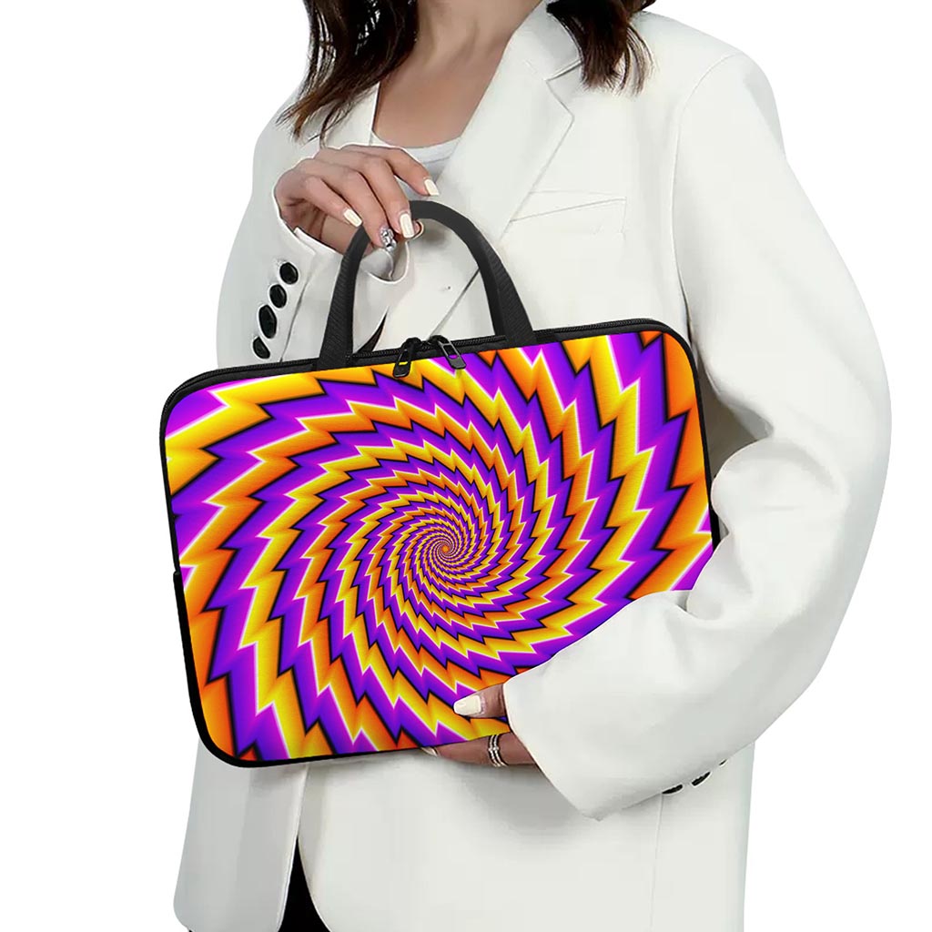 Yellow Twisted Moving Optical Illusion Laptop Sleeve With Handle