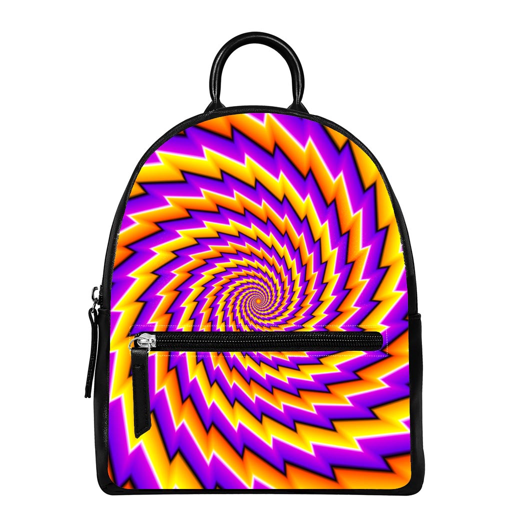Yellow Twisted Moving Optical Illusion Leather Backpack