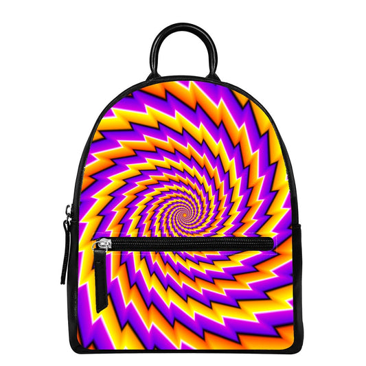 Yellow Twisted Moving Optical Illusion Leather Backpack