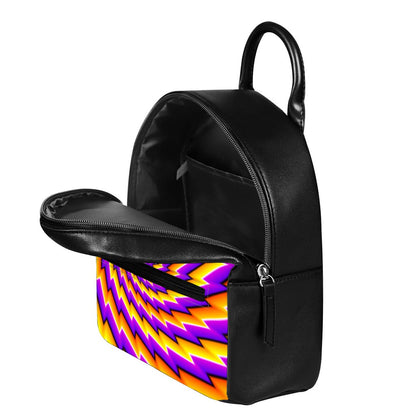 Yellow Twisted Moving Optical Illusion Leather Backpack
