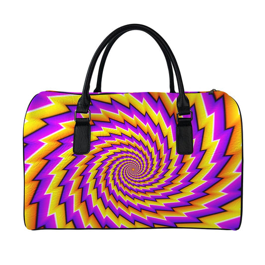 Yellow Twisted Moving Optical Illusion Leather Duffle Bag