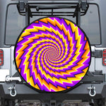 Yellow Twisted Moving Optical Illusion Leather Spare Tire Cover