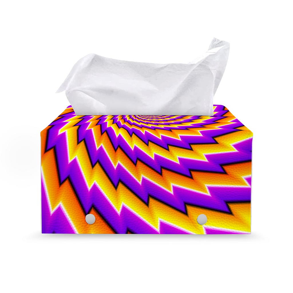 Yellow Twisted Moving Optical Illusion Leather Tissue Box Cover
