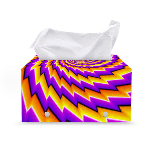 Yellow Twisted Moving Optical Illusion Leather Tissue Box Cover