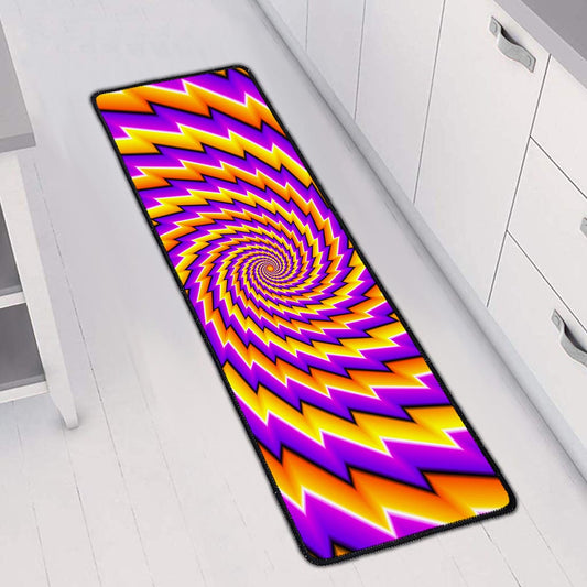 Yellow Twisted Moving Optical Illusion Long Kitchen Mat