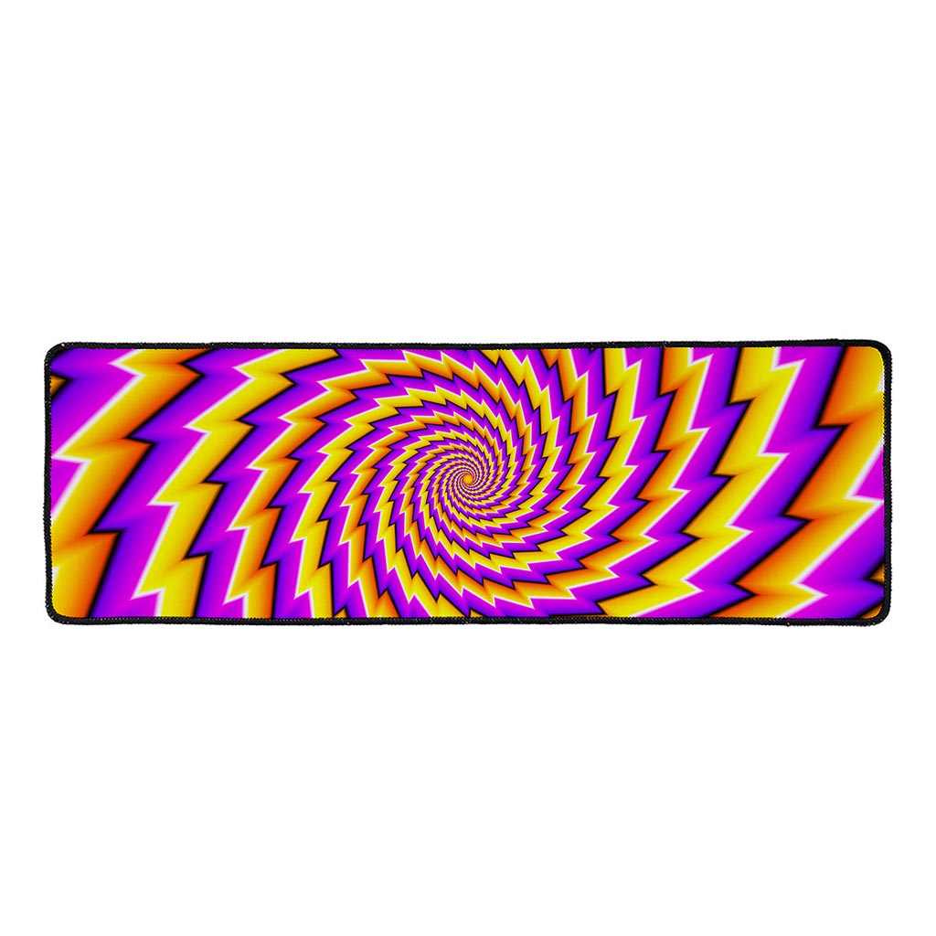 Yellow Twisted Moving Optical Illusion Long Kitchen Mat