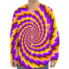 Yellow Twisted Moving Optical Illusion Long Sleeve Baseball Jersey