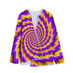 Yellow Twisted Moving Optical Illusion Long Sleeve Short Coat