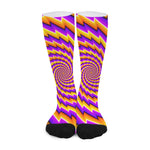 Yellow Twisted Moving Optical Illusion Long Socks