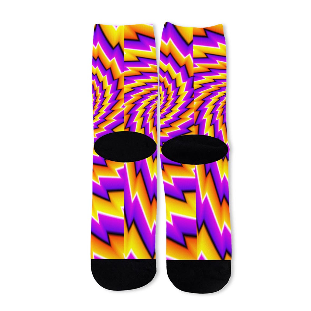 Yellow Twisted Moving Optical Illusion Long Socks