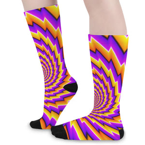 Yellow Twisted Moving Optical Illusion Long Socks