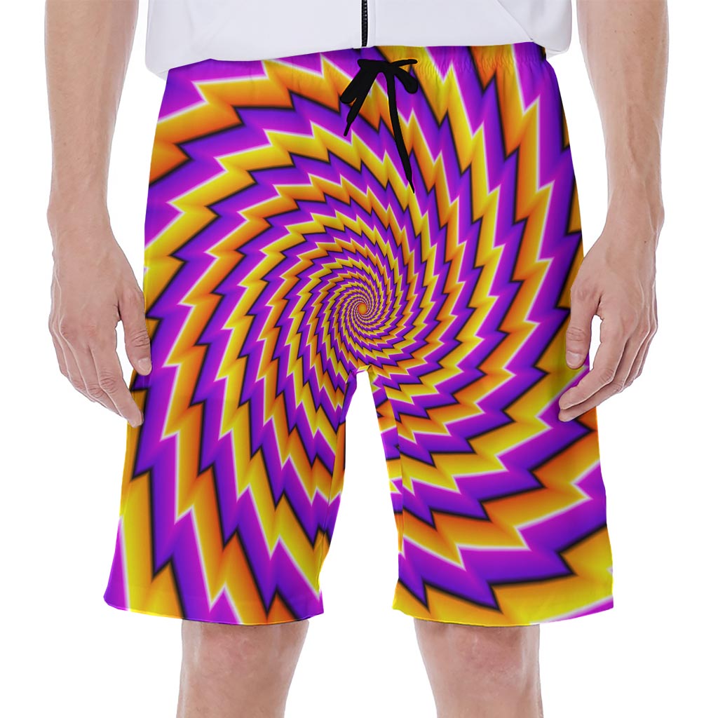 Yellow Twisted Moving Optical Illusion Men's Beach Shorts