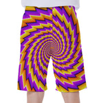 Yellow Twisted Moving Optical Illusion Men's Beach Shorts