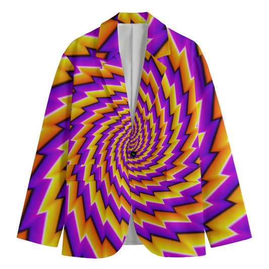 Yellow Twisted Moving Optical Illusion Men's Blazer