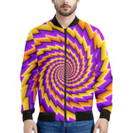 Yellow Twisted Moving Optical Illusion Men's Bomber Jacket