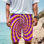 Yellow Twisted Moving Optical Illusion Men's Cargo Shorts