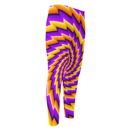Yellow Twisted Moving Optical Illusion Men's Compression Pants