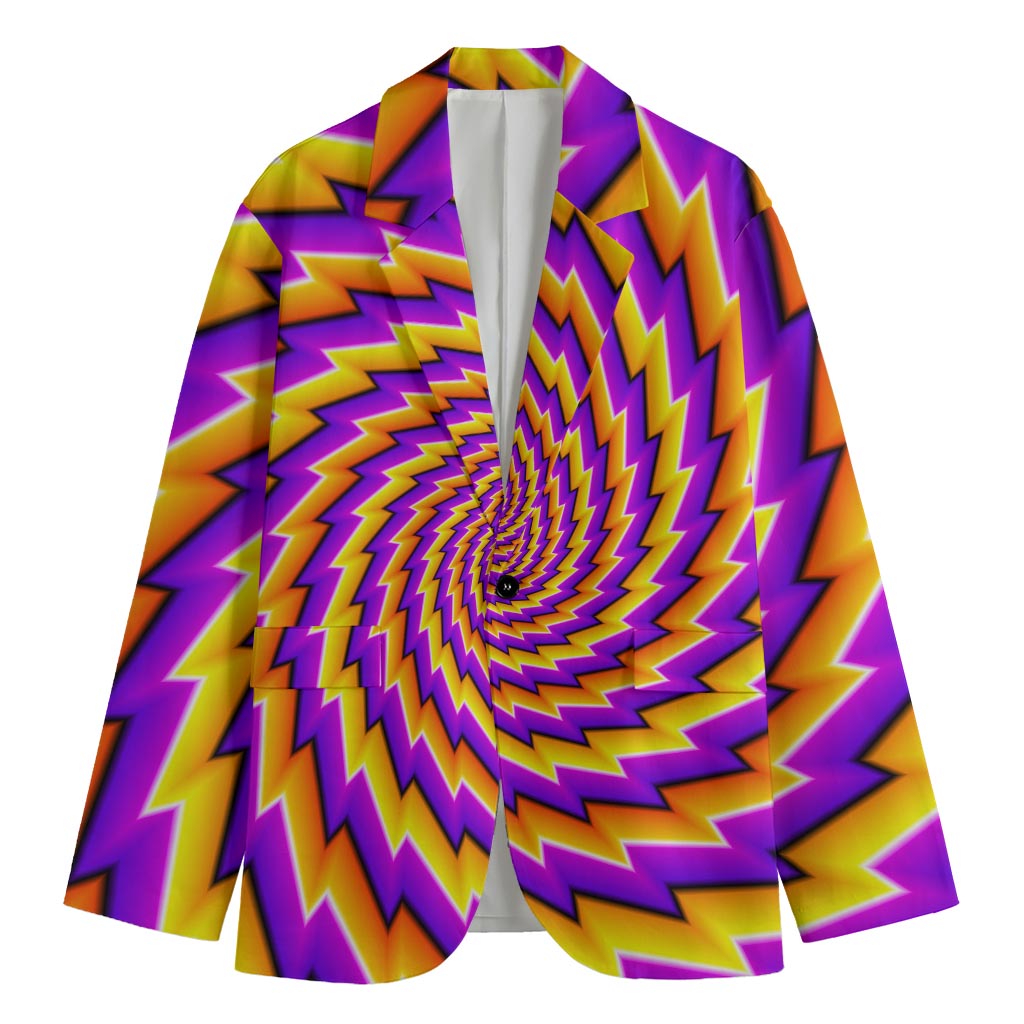 Yellow Twisted Moving Optical Illusion Men's Cotton Blazer