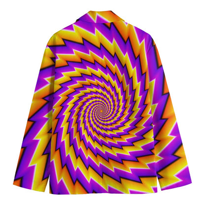 Yellow Twisted Moving Optical Illusion Men's Cotton Blazer