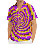Yellow Twisted Moving Optical Illusion Men's Deep V-Neck Shirt