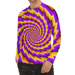Yellow Twisted Moving Optical Illusion Men's Long Sleeve Rash Guard