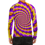 Yellow Twisted Moving Optical Illusion Men's Long Sleeve Rash Guard