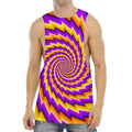 Yellow Twisted Moving Optical Illusion Men's Muscle Tank Top