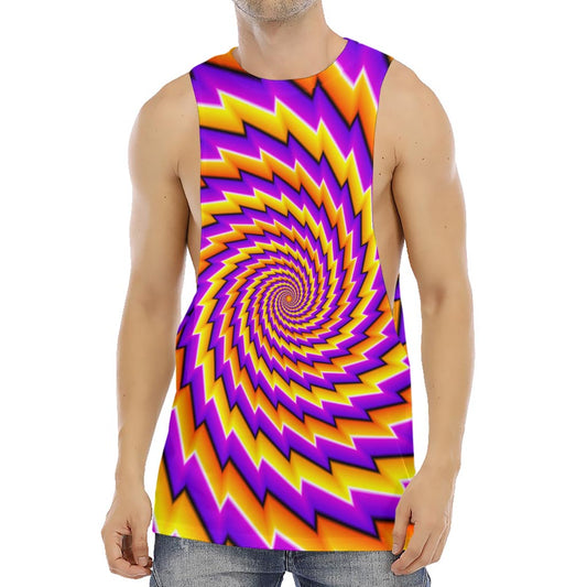 Yellow Twisted Moving Optical Illusion Men's Muscle Tank Top