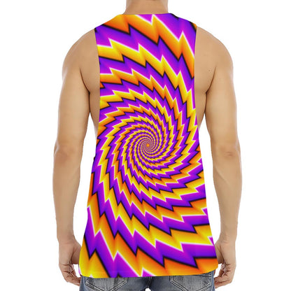 Yellow Twisted Moving Optical Illusion Men's Muscle Tank Top