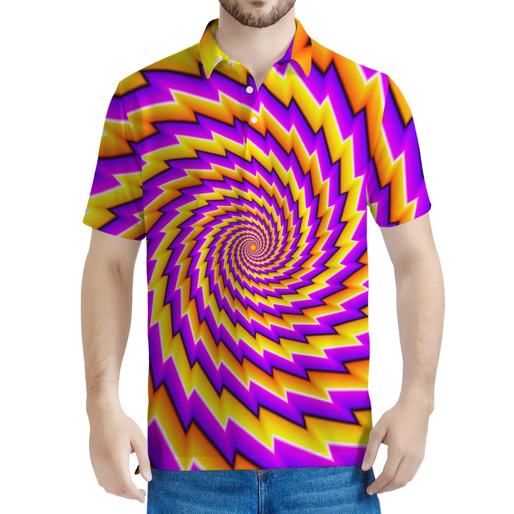 Yellow Twisted Moving Optical Illusion Men's Polo Shirt