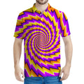 Yellow Twisted Moving Optical Illusion Men's Polo Shirt