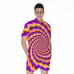 Yellow Twisted Moving Optical Illusion Men's Rompers