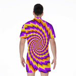 Yellow Twisted Moving Optical Illusion Men's Rompers