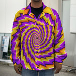 Yellow Twisted Moving Optical Illusion Men's Shirt Jacket