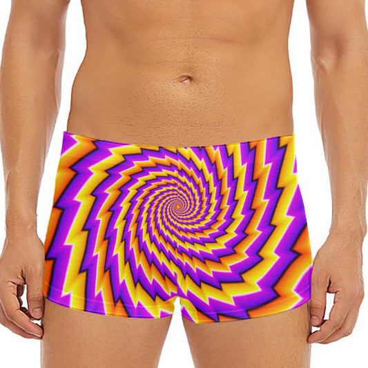 Yellow Twisted Moving Optical Illusion Men's Short Boxer Briefs