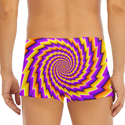Yellow Twisted Moving Optical Illusion Men's Short Boxer Briefs