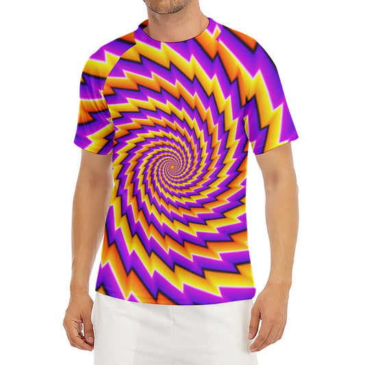 Yellow Twisted Moving Optical Illusion Men's Short Sleeve Rash Guard