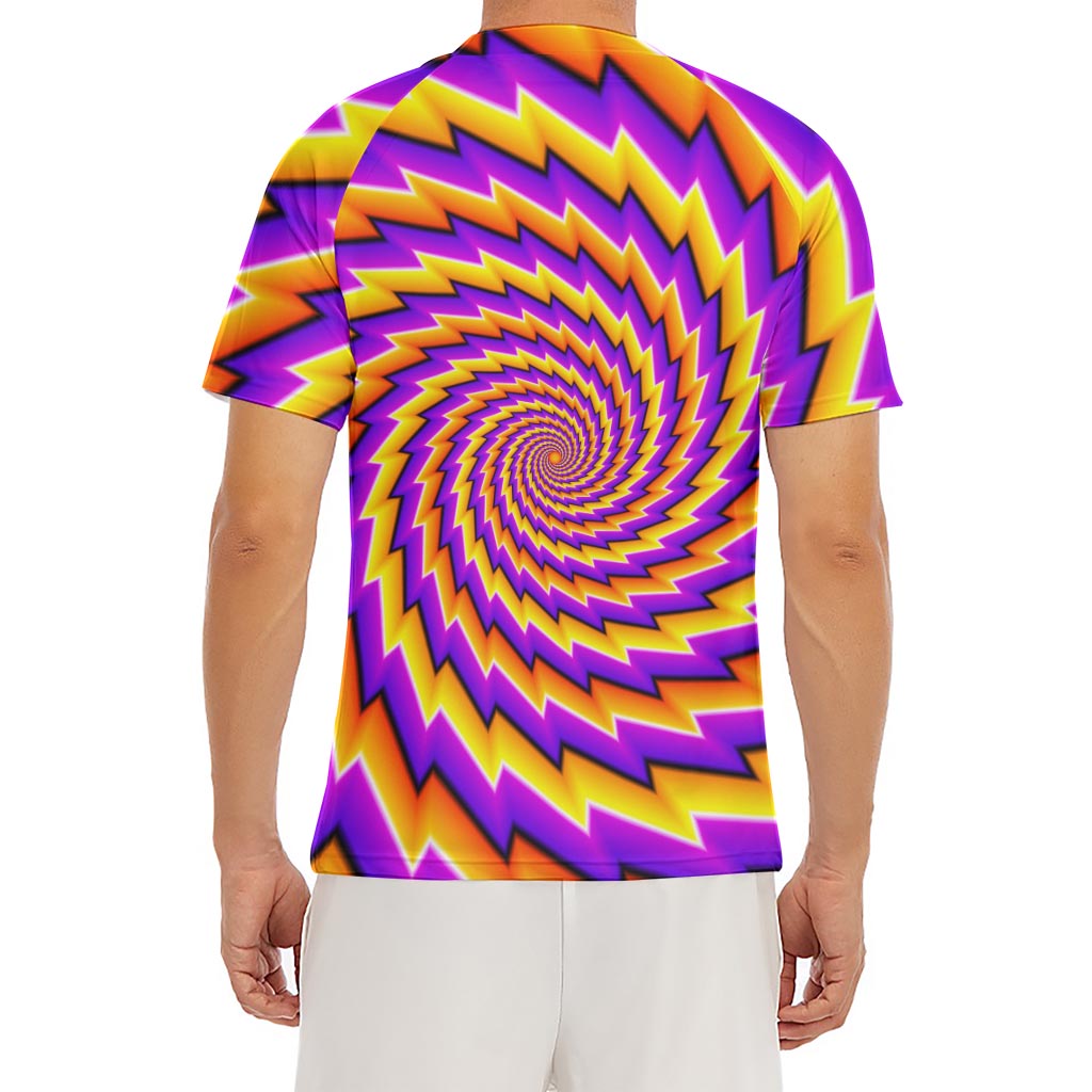 Yellow Twisted Moving Optical Illusion Men's Short Sleeve Rash Guard