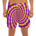 Yellow Twisted Moving Optical Illusion Men's Split Running Shorts