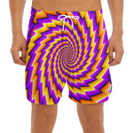Yellow Twisted Moving Optical Illusion Men's Split Running Shorts