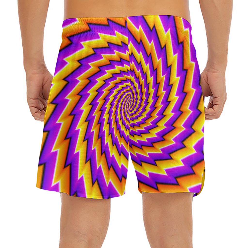 Yellow Twisted Moving Optical Illusion Men's Split Running Shorts