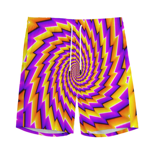 Yellow Twisted Moving Optical Illusion Men's Sports Shorts