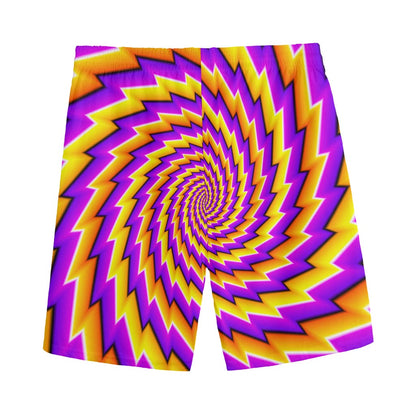Yellow Twisted Moving Optical Illusion Men's Sports Shorts