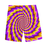 Yellow Twisted Moving Optical Illusion Men's Sports Shorts