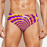 Yellow Twisted Moving Optical Illusion Men's Swim Briefs