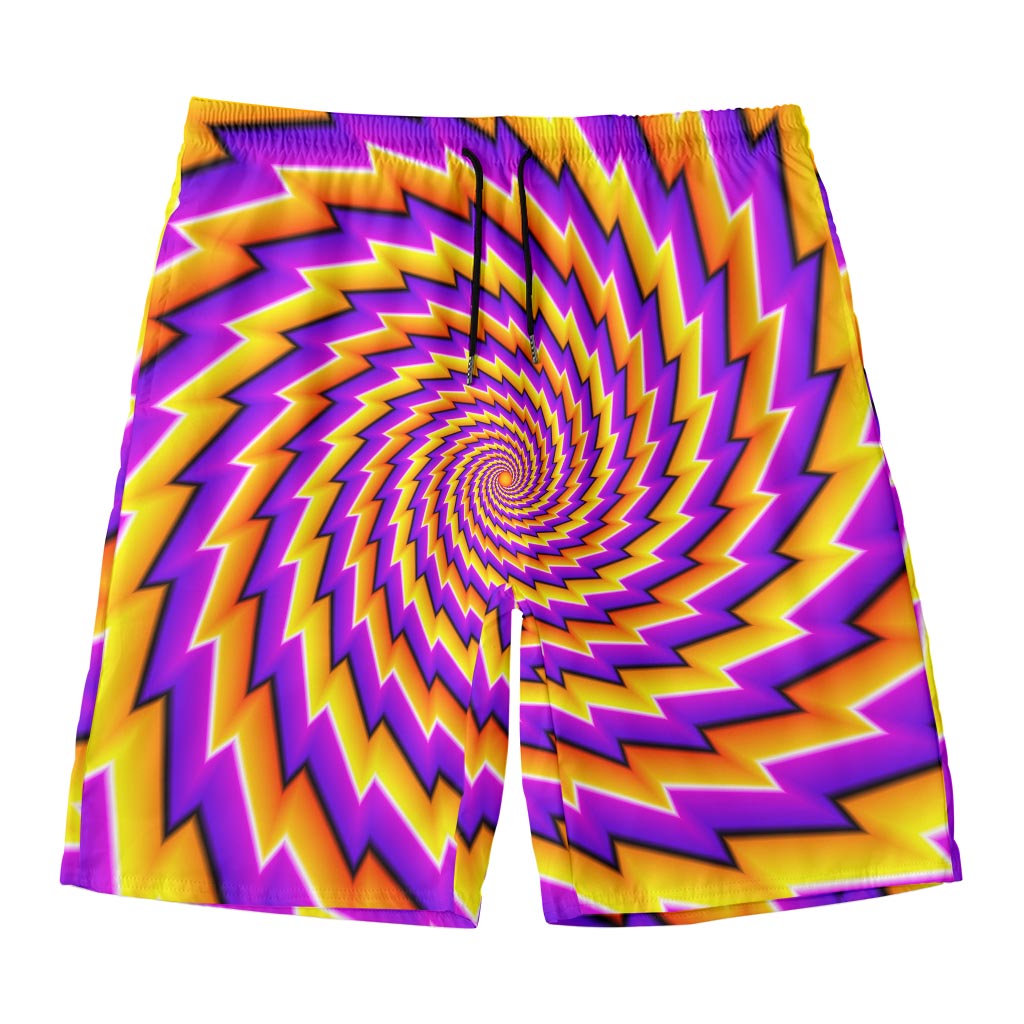 Yellow Twisted Moving Optical Illusion Men's Swim Trunks