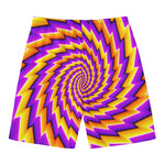 Yellow Twisted Moving Optical Illusion Men's Swim Trunks