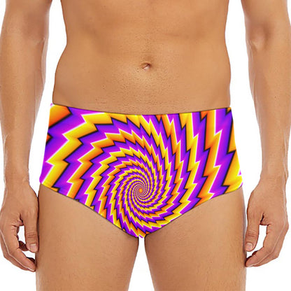 Yellow Twisted Moving Optical Illusion Men's Triangle Swim Briefs