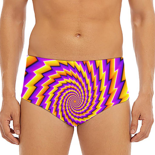 Yellow Twisted Moving Optical Illusion Men's Triangle Swim Briefs
